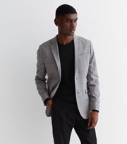 New Look Mid Grey Check Skinny Fit Suit Jacket